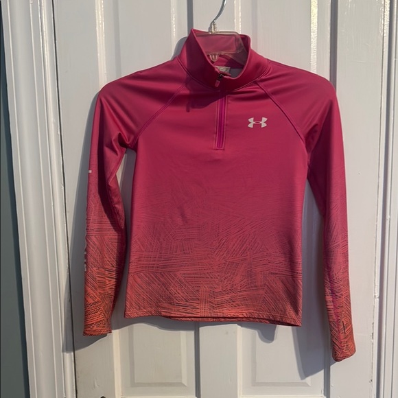 Under Armour Girls Pink and Orange Gradient Pullover - Picture 1 of 3